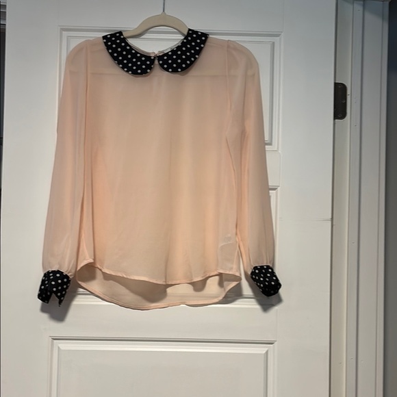 Forever 21 Y2K Cream and Black Peter Pan Collar Blouse - Picture 1 of 3